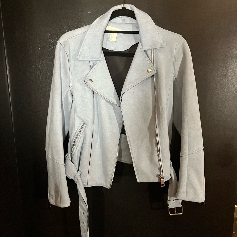 H&M Light Blue Suede Leather Jacket